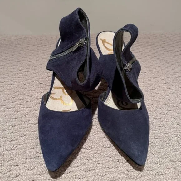 Sam Edelman - "Zaida" Platform Zipper Pump/Heel - Blue, Size 7.5 - Picture 4 of 9